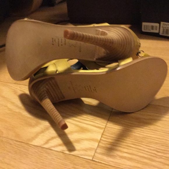 Tibi Shoes Nib Tibi Mustard Yellow Strappy Heels Sz 37 Poshmark